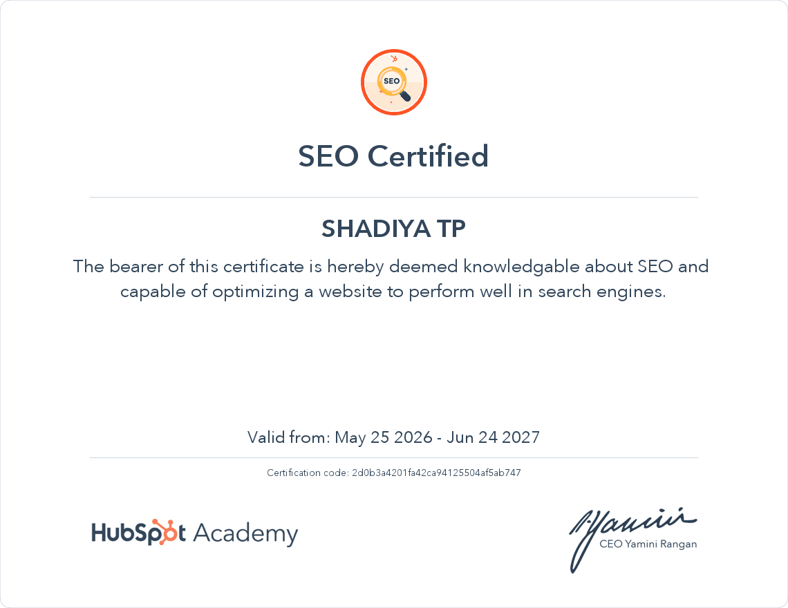 SEO CERTIFICATE